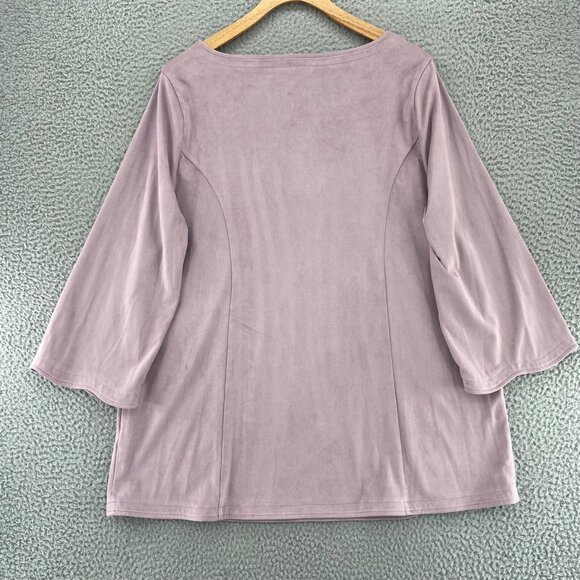 Soft Surroundings Top Womens Extra Large Purple Mauve Faux Suede V Neck Tunic - Picture 11 of 11